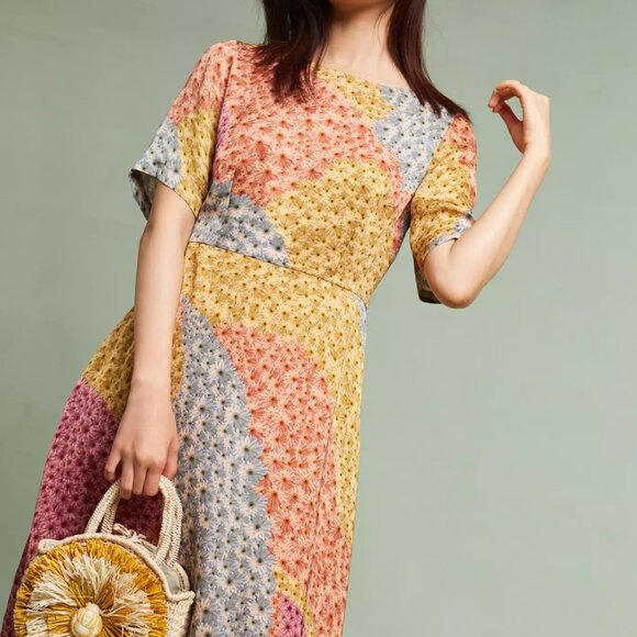 HTF *NWT* Varun Bahl CATRIA Sunflower Print Satin-effect MIDI dress - 4 - Picture 1 of 14
